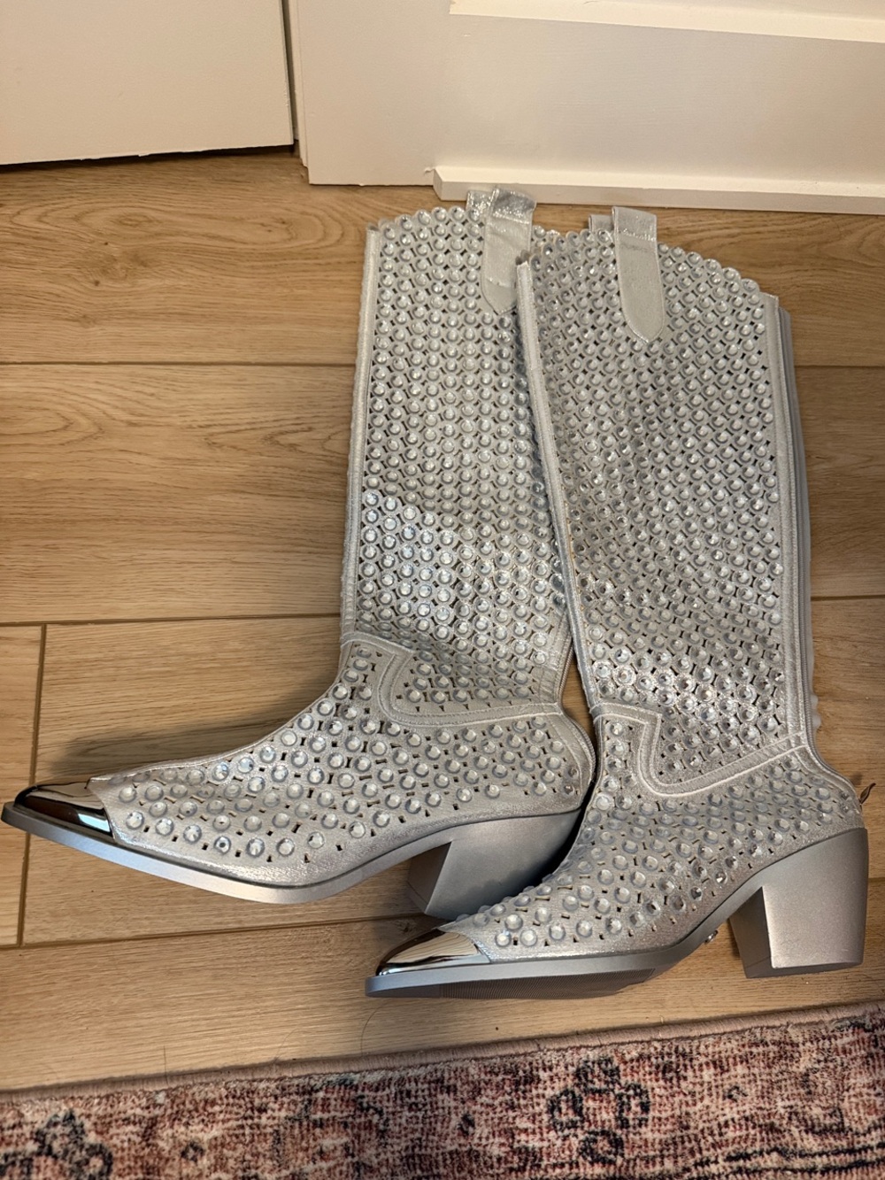 Silver Rhinestone Over-the-Knee Boots - Picture 3 of 4